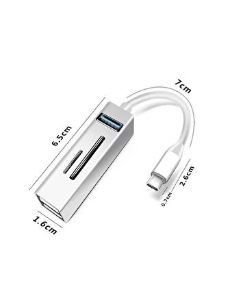 USB To 3XUSB + SD + MicroSD Kart Okuyucu Çevirici Adaptör