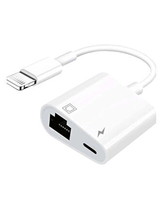 Lightning To Ethernet Rj45 Şarj Girişli Çevirici Adaptör