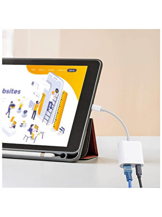 Lightning To Ethernet Rj45 Şarj Girişli Çevirici Adaptör