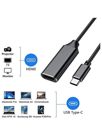 TypeC To HDMI Çevirici Dönüştürücü Kablo