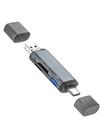 3 IN 1 USB + Micro USB + Type-c To USB - SD - MicroSD OTG Kart Okuyucu