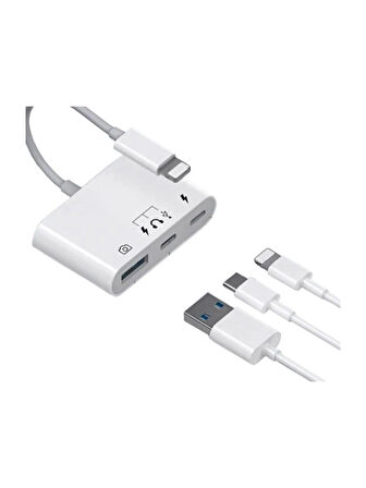  Lightning To USB - Type-C - Lightning Çevirici Adaptör