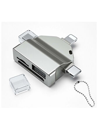 7 IN 1 Lightning - Type-C - Micro USB To SD - MicroSD - CF - USB 3.0 Kart Okuyucu Çevirici Adaptör