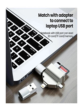 7 IN 1 Lightning - Type-C - Micro USB To SD - MicroSD - CF - USB 3.0 Kart Okuyucu Çevirici Adaptör