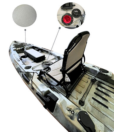 Pedallı Avcı Kanosu Profesyonel Fin Pedal Sistemi Kamuflaj Kano 335x88x34