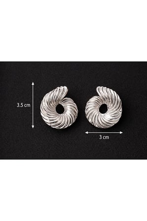 Gümüş Renk Burgu Halka Küpe Modern Spiral Tasarım, Işıltılı Şık Model