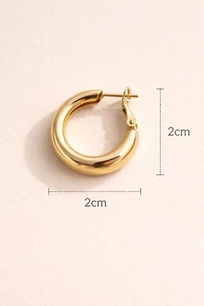 Poyase Halka Küpe Dore 2 cm Kalın Altın Kaplama Kararmaz Minimal