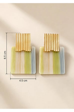 Poyase Çok Renkli Reçine Küpe 8.5 cm 4.5 cm