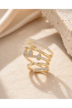 Taşlı Gold Renk Kıkırdak Küpesi Tekli Ear Cuff Zirkon Taşlı Şık Kulak Aksesuarı