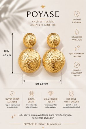 Dokulu Gold Yuvarlak Sallantılı Küpe Modern Tasarım Günlük Özel Gün Kombinlerine Uygun