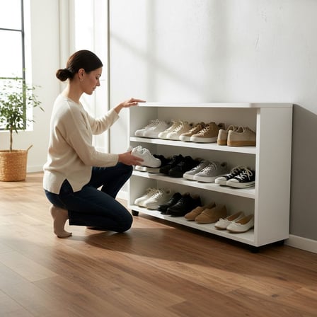 Çok Amaçlı Ayakkabılık Beyaz Mdf 80 CM