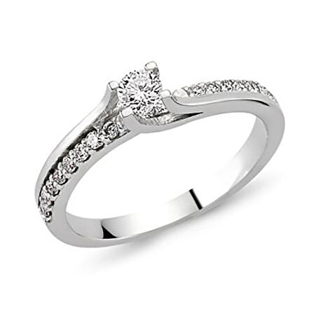 Bilezikhane Tektaş Pırlanta Yüzük 0.40 CT G-VS SI 3.20 Gram 18 Ayar Altın