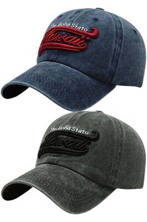 Tezzgelsin Unisex Eskitme Hawaii Nakışlı Ayarlanabilir Beyzbol Kep Şapka 2'li Set
