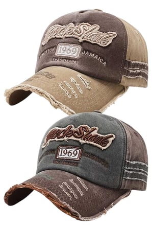 Tezzgelsin Unisex Eskitme 1969 Rock Sharks Nakışlı Ayarlanabilir Beyzbol Kep Şapka 2'li Set