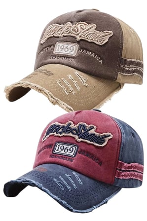 Tezzgelsin Unisex Eskitme 1969 Rock Sharks Nakışlı Ayarlanabilir Beyzbol Kep Şapka 2'li Set