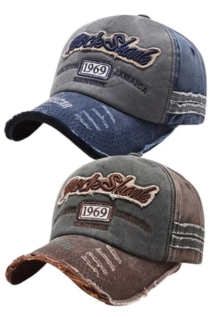 Tezzgelsin Unisex Eskitme 1969 Rock Sharks Nakışlı Ayarlanabilir Beyzbol Kep Şapka 2'li Set