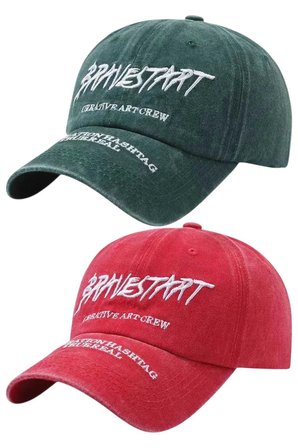 Tezzgelsin Unisex Eskitme BRAVESTART Nakışlı Ayarlanabilir Beyzbol Kep Şapka 2'li Set