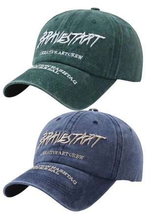 Tezzgelsin Unisex Eskitme BRAVESTART Nakışlı Ayarlanabilir Beyzbol Kep Şapka 2'li Set