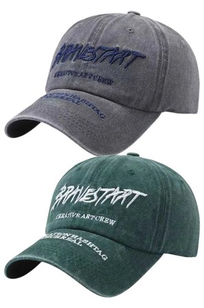 Tezzgelsin Unisex Eskitme BRAVESTART Nakışlı Ayarlanabilir Beyzbol Kep Şapka 2'li Set