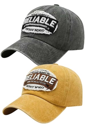 Tezzgelsin Unisex Eskitme RELIABLE Nakışlı Ayarlanabilir Beyzbol Kep Şapkası 2'li Set