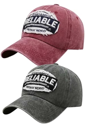 Tezzgelsin Unisex Eskitme RELIABLE Nakışlı Ayarlanabilir Beyzbol Kep Şapkası 2'li Set