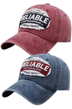 Tezzgelsin Unisex Eskitme RELIABLE Nakışlı Ayarlanabilir Beyzbol Kep Şapkası 2'li Set