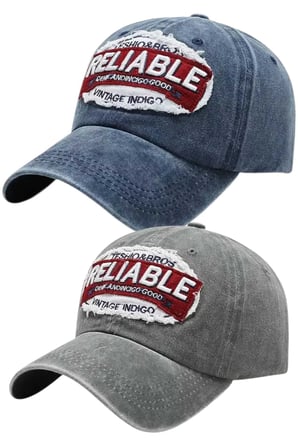 Tezzgelsin Unisex Eskitme RELIABLE Nakışlı Ayarlanabilir Beyzbol Kep Şapkası 2'li Set