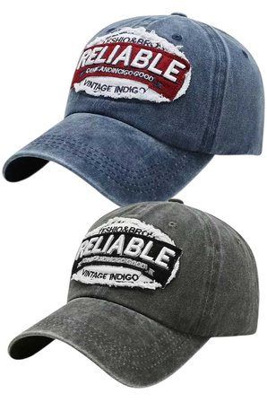 Tezzgelsin Unisex Eskitme RELIABLE Nakışlı Ayarlanabilir Beyzbol Kep Şapkası 2'li Set