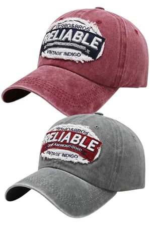 Tezzgelsin Unisex Eskitme RELIABLE Nakışlı Ayarlanabilir Beyzbol Kep Şapkası 2'li Set