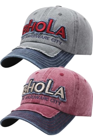 Tezzgelsin Unisex Eskitme BHOLA Nakışlı Ayarlanabilir Beyzbol Kep Şapka 2'li Set