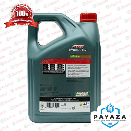 Castrol Magnatec 10W-40 A/B Benzin/Lpg ve Dizel Araçlar İçin Motor Yağı 4 Litre (Üretim Tarihi:6/2023)