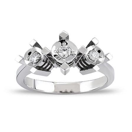 0.14 Ct Üç Taş Pırlanta Yüzük