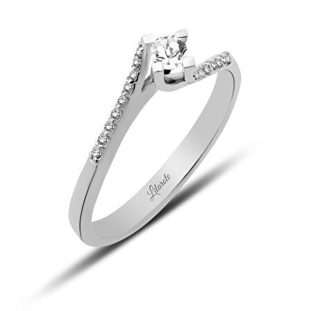 Pırlanta Dalgalı Modern Tektaş Yüzük