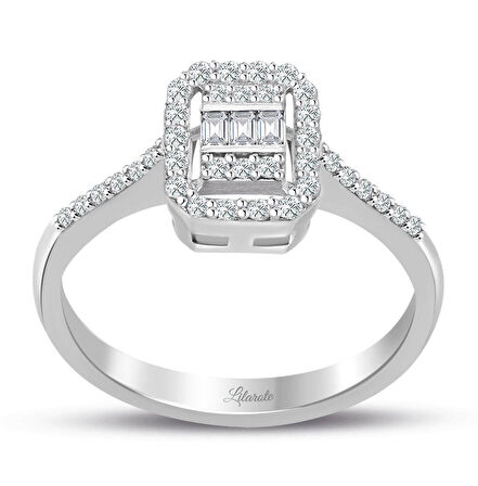 0.35 Ct. Modern Tasarım Baget Kare Tektaş Yüzük