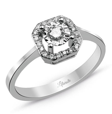 3.5 Karat Görünümlü Kare Baget Pırlanta Yüzük