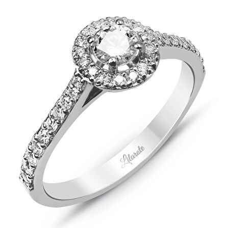 2 Karat Görünümlü Çok Taşlı Pırlanta Tektaş Yüzük