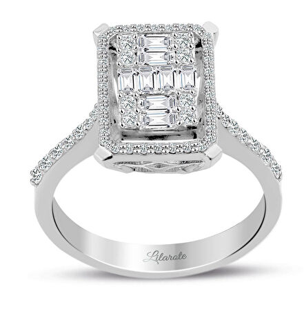 0.80 Ct Modern Tasarım Baget Kare Tektaş Yüzük