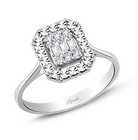 0.15 Ct. Modern Tasarım Baget Kare Tektaş Yüzük