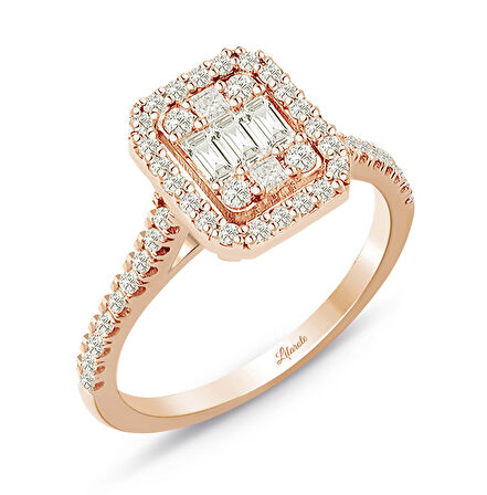 0.60 Ct Baget Kare Tektaş Yüzük Rose Gold