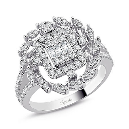 0.80 Ct Baget Pırlanta Modern Tasarım Yüzük