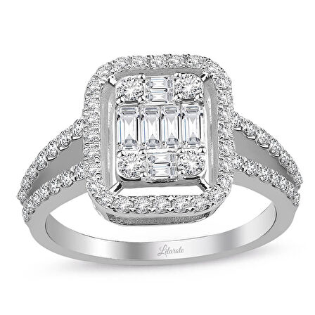 0.85 Ct Baget Pırlanta Modern Tasarım Yüzük