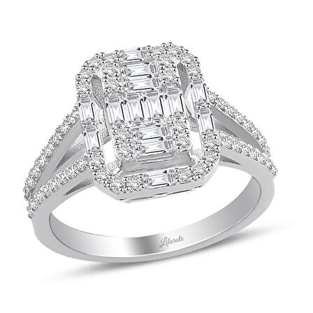 0.70 Ct Baget Pırlanta Modern Tasarım Yüzük
