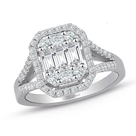 0.80 Ct Modern Tasarım Baget Pırlanta Yüzük