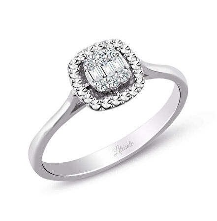 Modern Tasarım 0.08 Ct Baget Kare Tektaş Yüzük