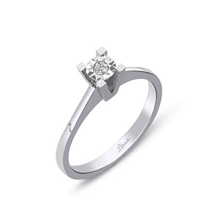 0.06 Ct. Kare Tektaş Pırlanta Yüzük