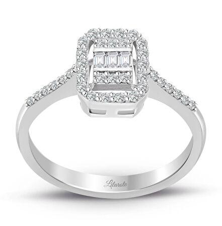 0.35 Ct. Baget Kare Modern Tasarım Tektaş Yüzük