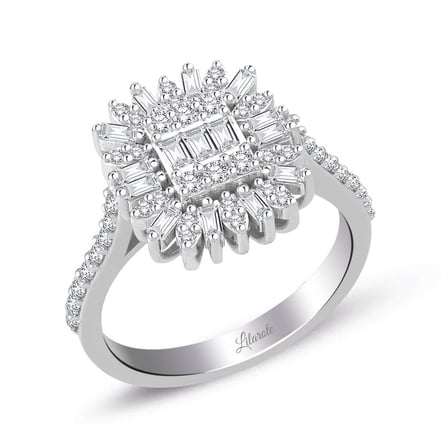 0.70 Ct Modern Tasarım Baget Kare Tektaş Yüzük