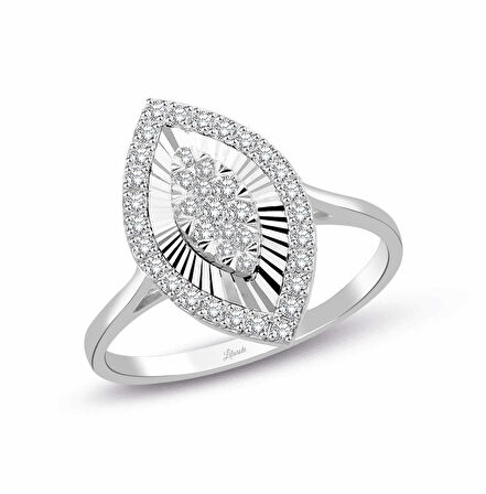 Markiz Model Lazerli Pırlanta Yüzük