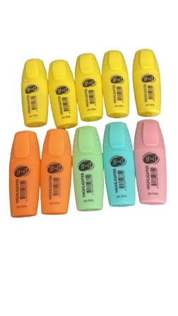 U-4 Fosforlu Kalem Seti 10'lu Karışık Renkli Highlighter Marker U4-1076 Sarı Turuncu Yeşil Mavi Pembe