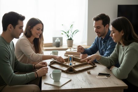 4 Kişilik Ahşap Masa Üstü Kelime  Oyunu - İngilizce Dil Geliştirici Oyun Seti